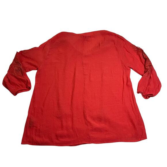 Zac & Rachel Split Neck Blouse Size XL Resort Vacation Summer Festival Cut Out - Picture 2 of 8